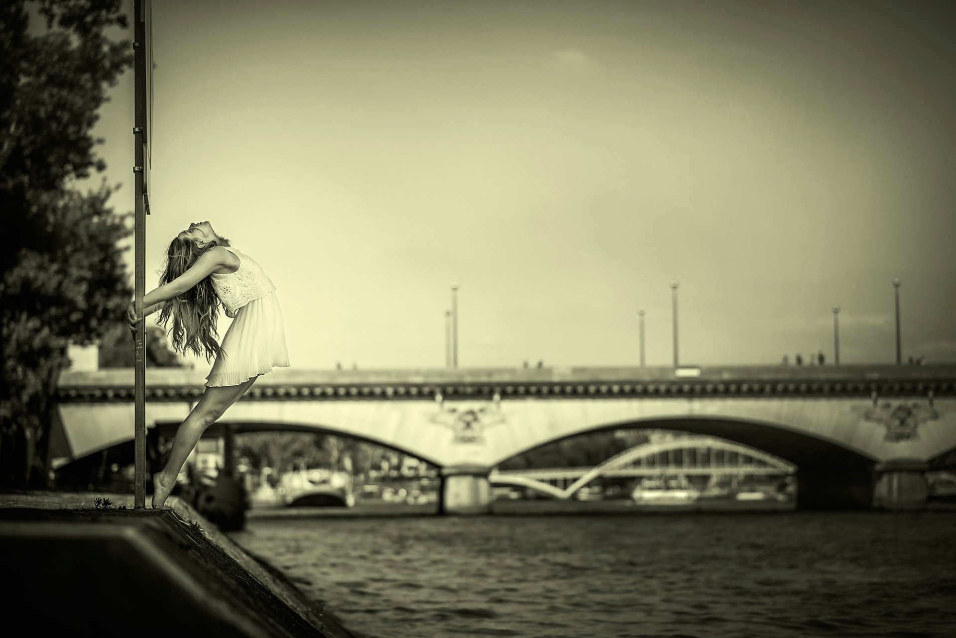 river girl dance dress graz bridge