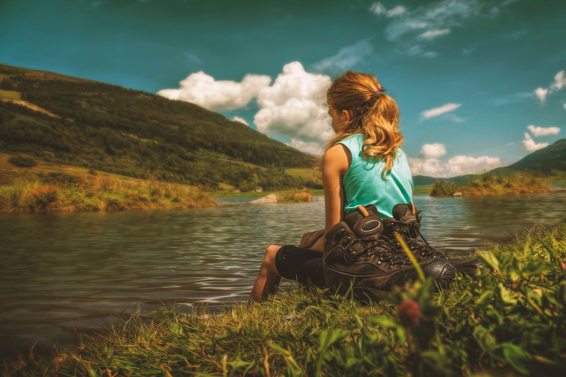 ragazza fiume natura