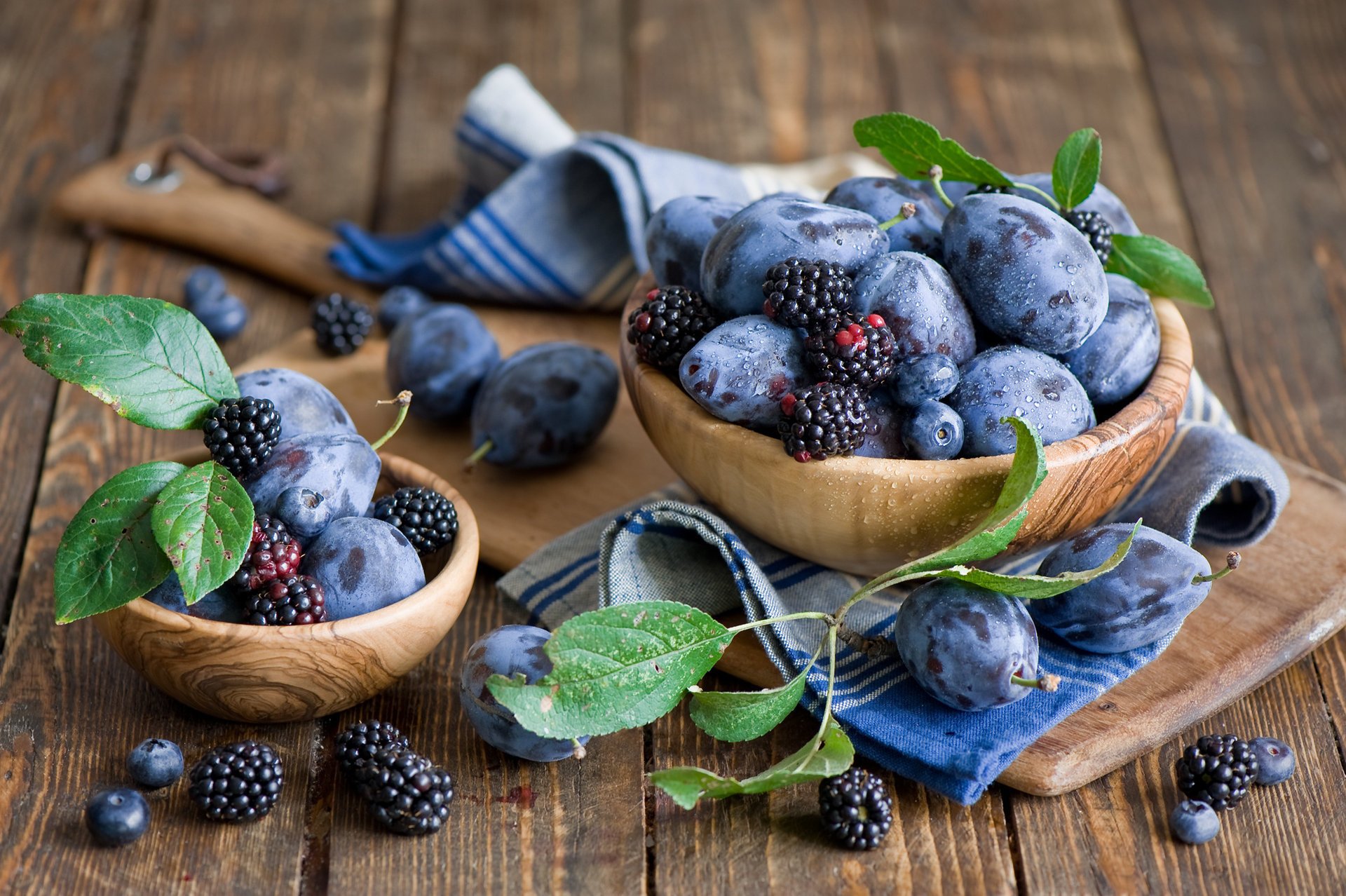 plum board blueberries fruit leaves berries blackberry