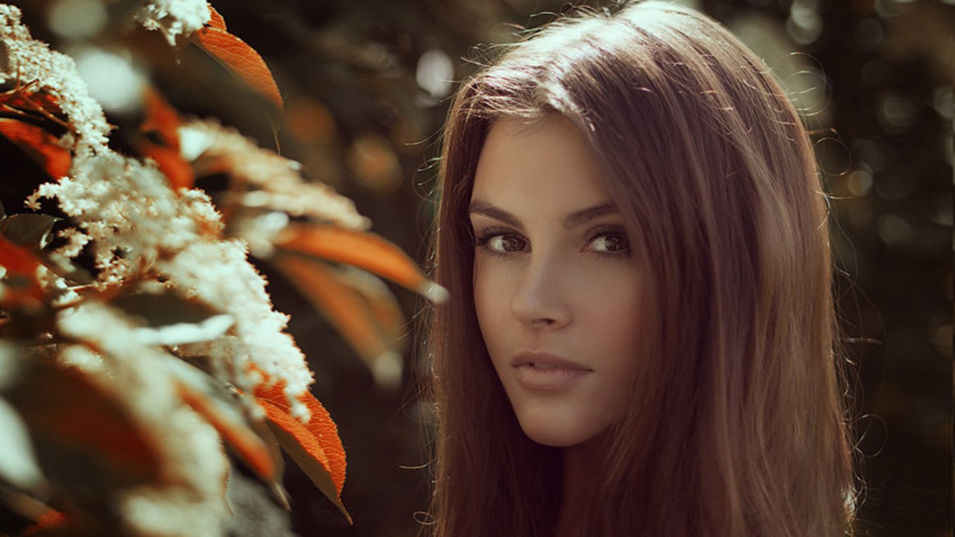 schönheit mädchen schön gesicht blumen haare augen blick