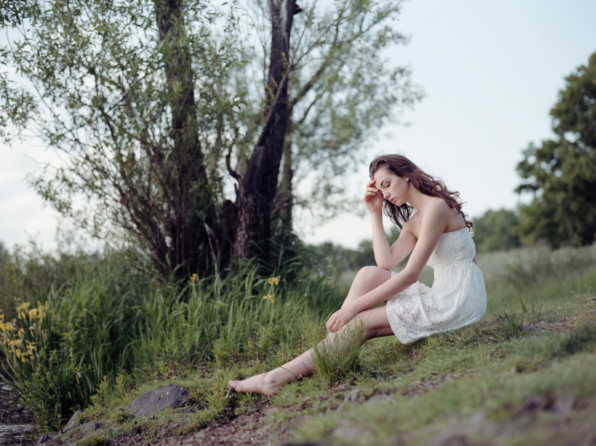 camping girl dress thoughtful sci-fi