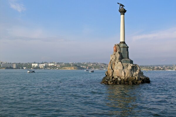 Monument in the sea in Sevastopol