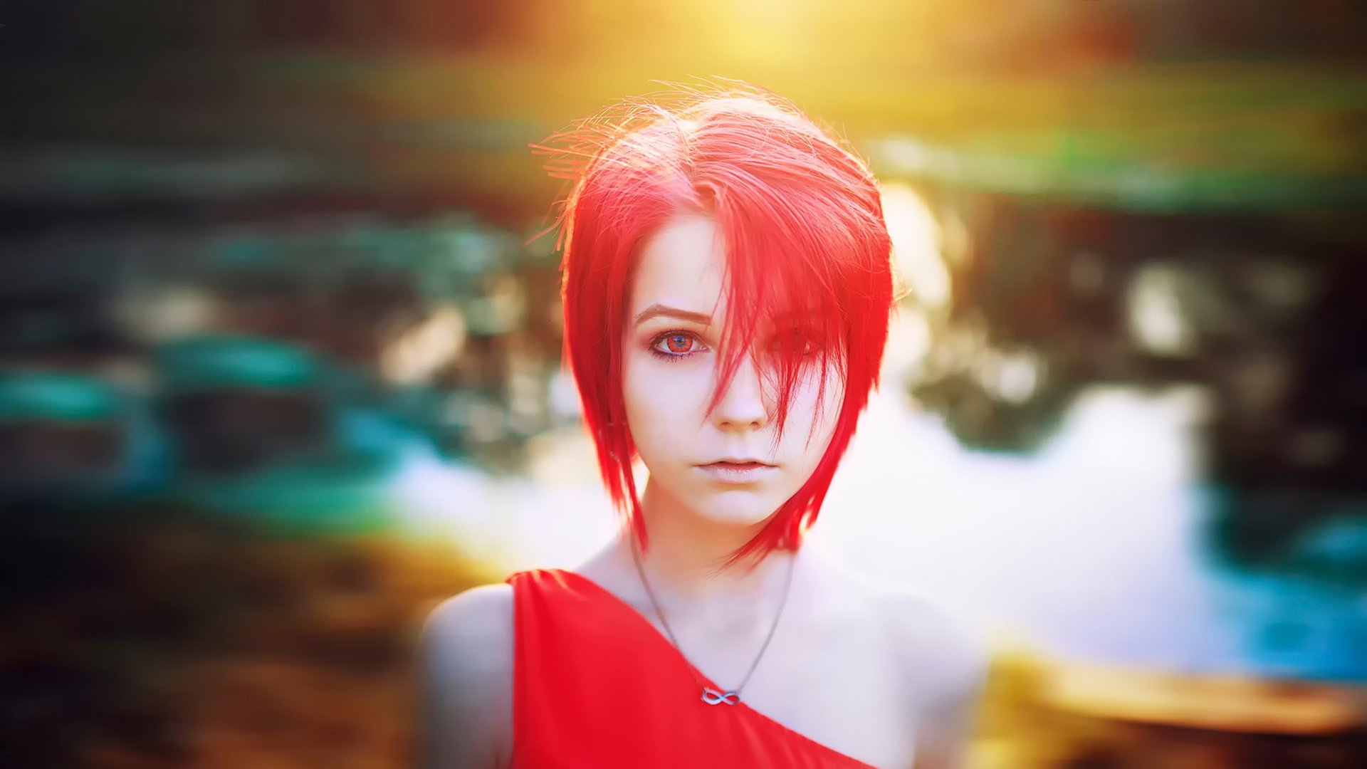 fantastic red hair portrait view