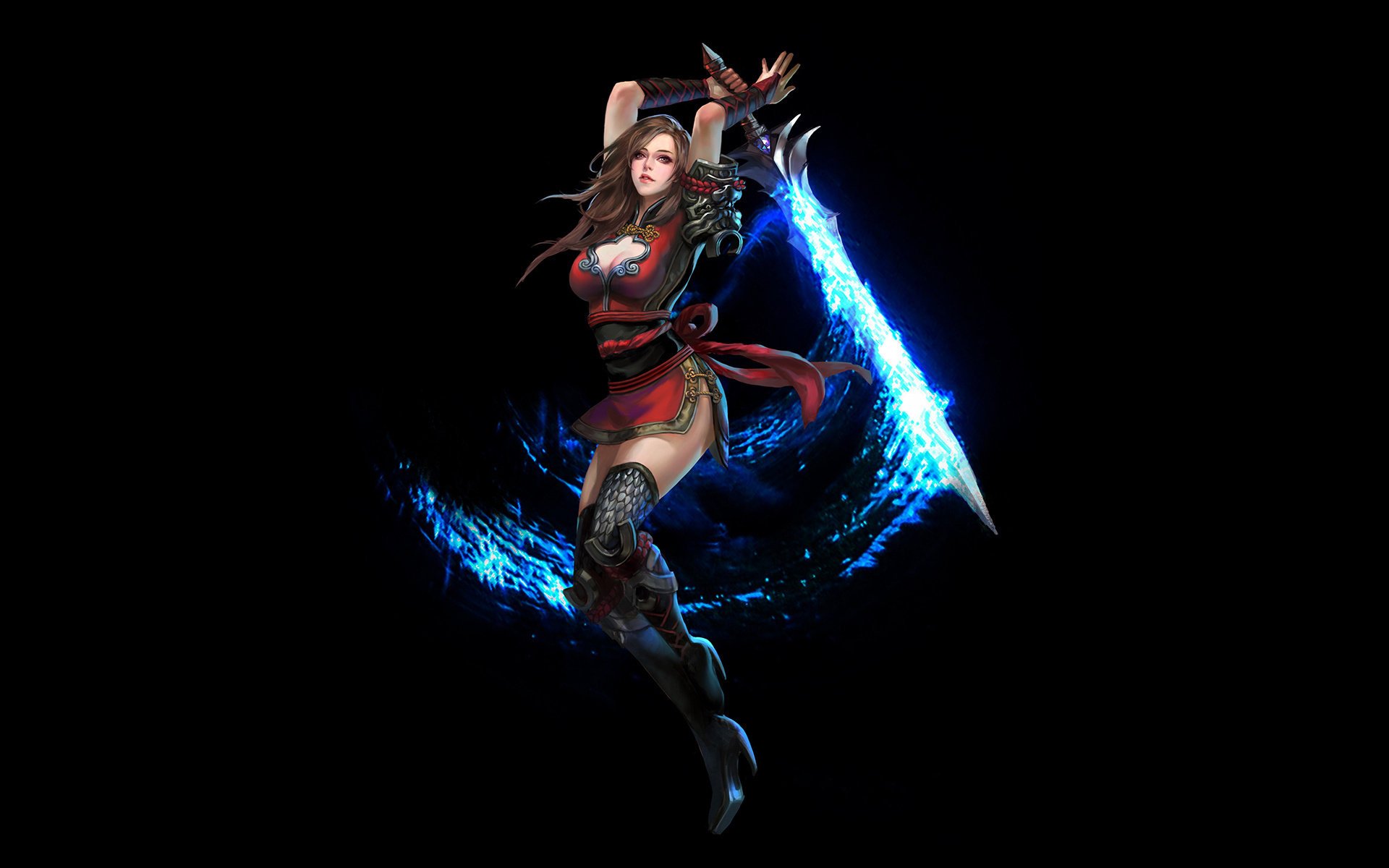 ragazza spada onda magia