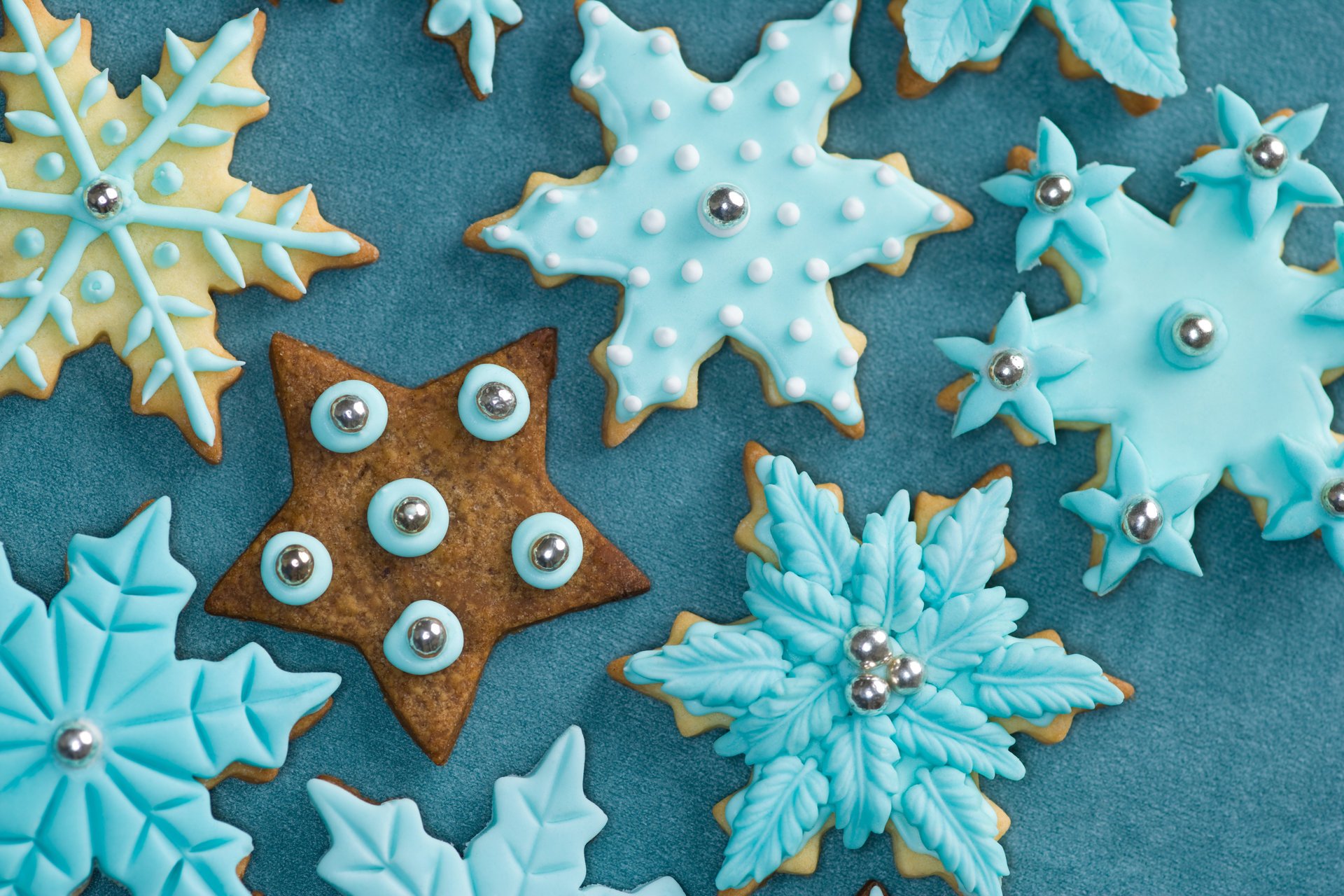 festlich kekse schneeflocken neujahr blau