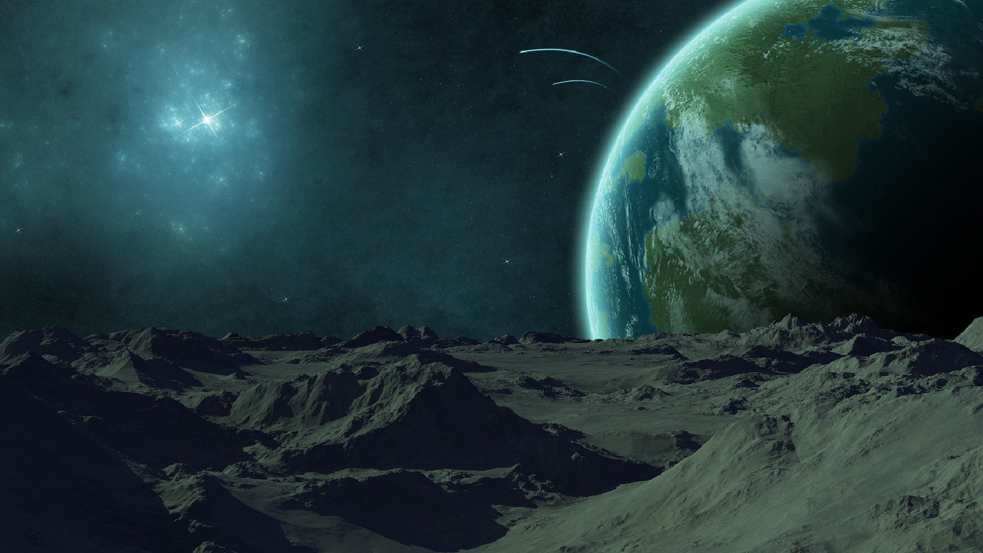 planet berge stern komet