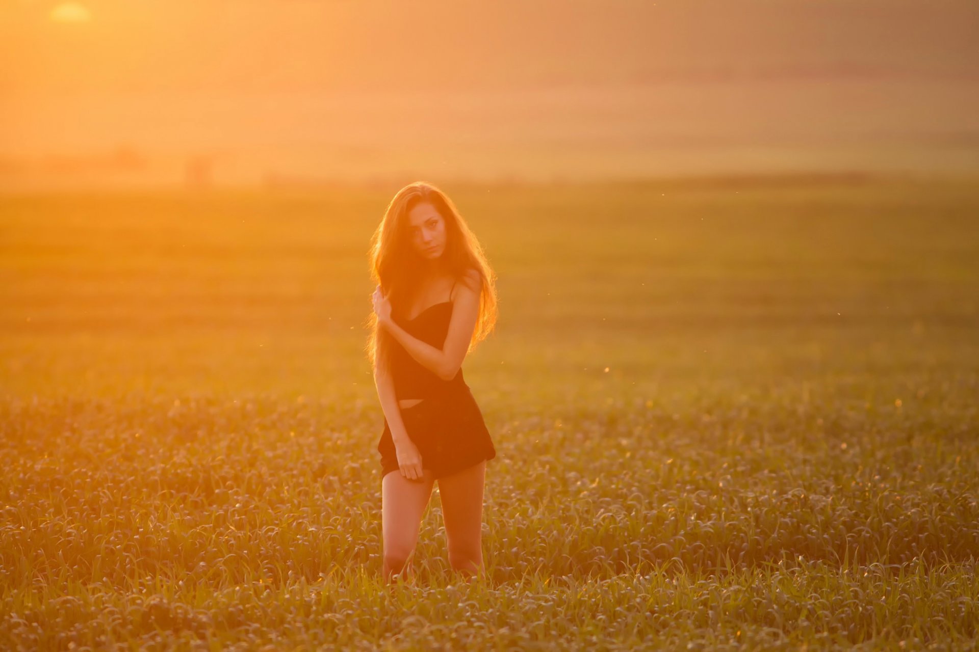 vlada champ matin fille éclairage