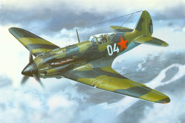 Radziecki myśliwiec MiG-3 wysoko na niebie