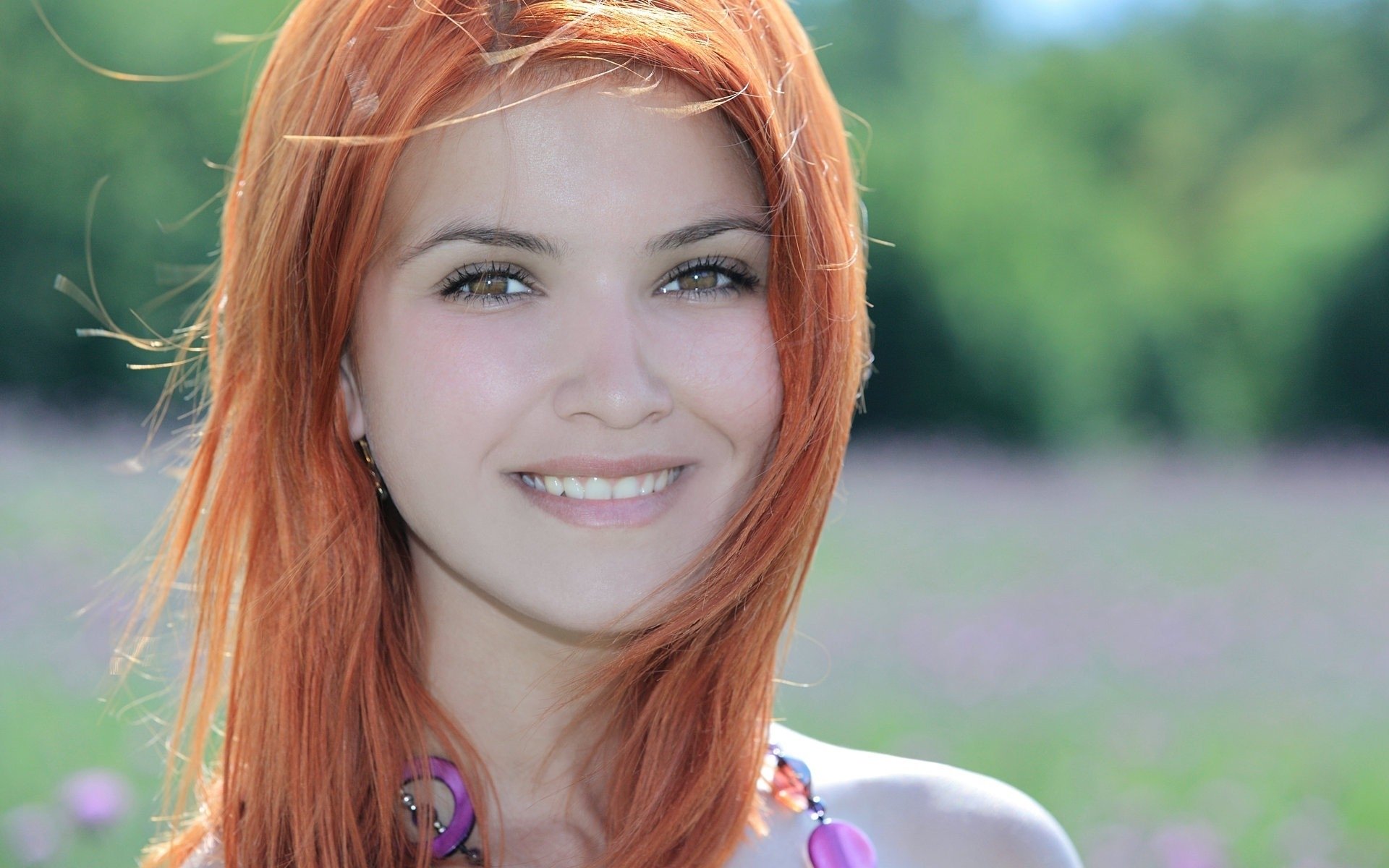 red girl portrait face eyes smile