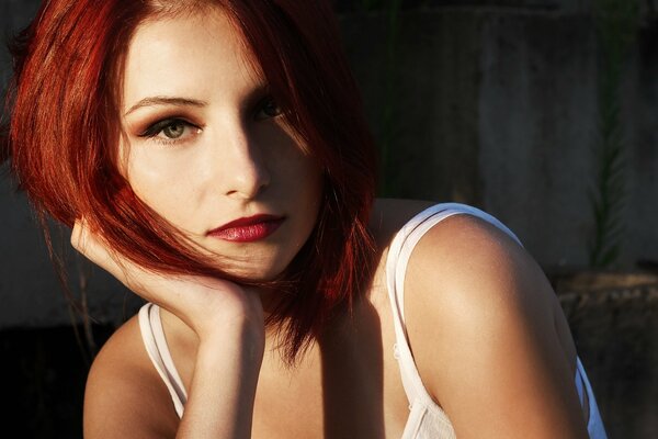 Beautiful green-eyed red-haired girl