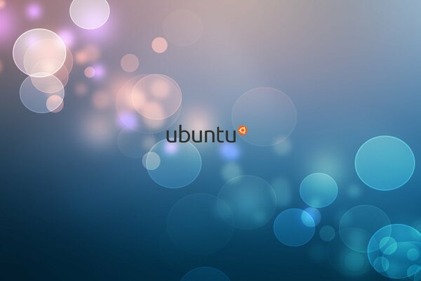 Inscripción ubuntu sobre fondo azul con burbujas