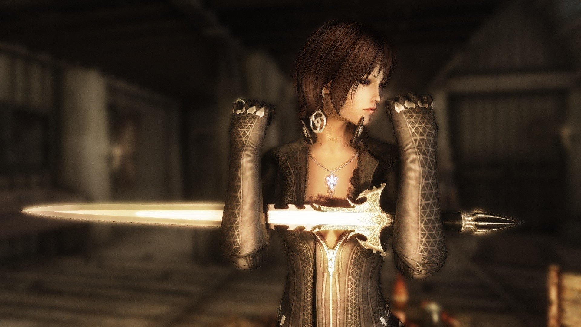 costume weapons the elder scrolls v skyrim girl background sword warrior