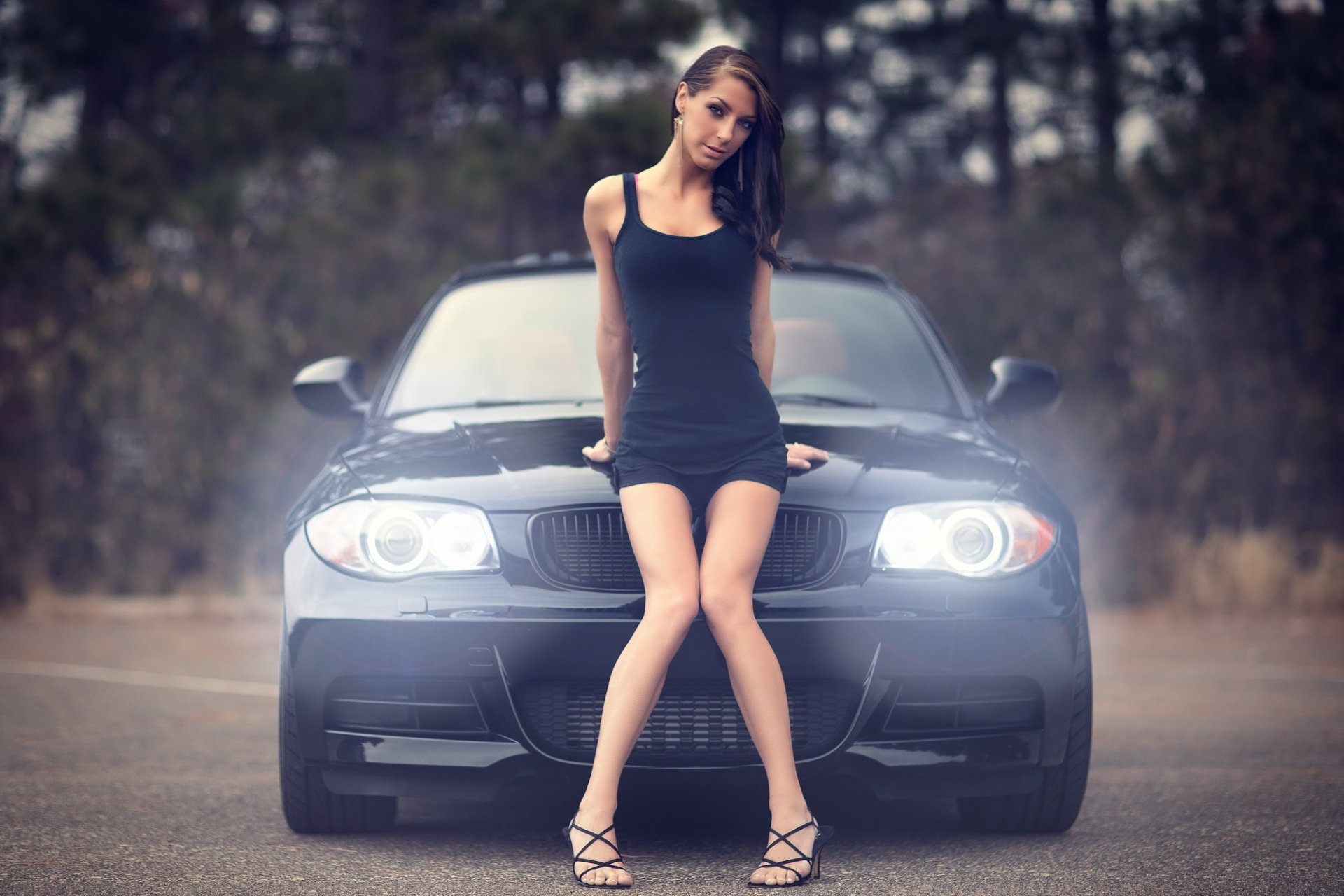 bmw 1 series girl figure feet brown hair