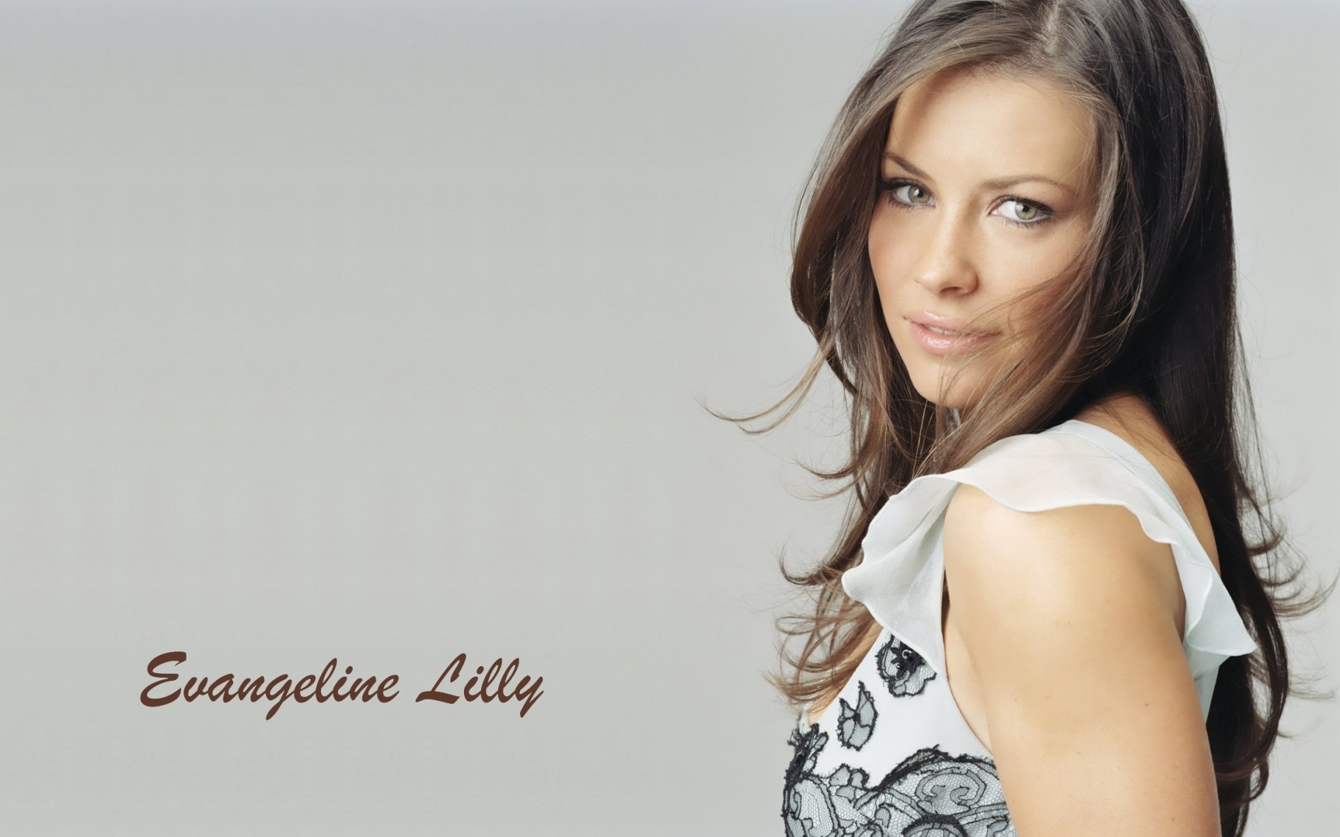 evangeline lilly fille beauté actrice visage cheveux vue fond inscription