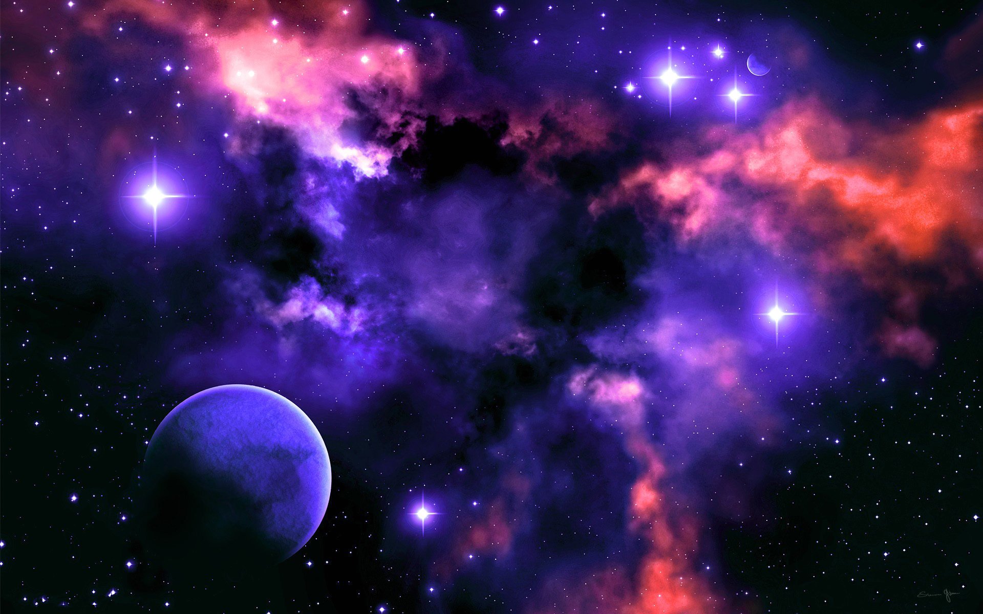 the sky color stars planet nebula light