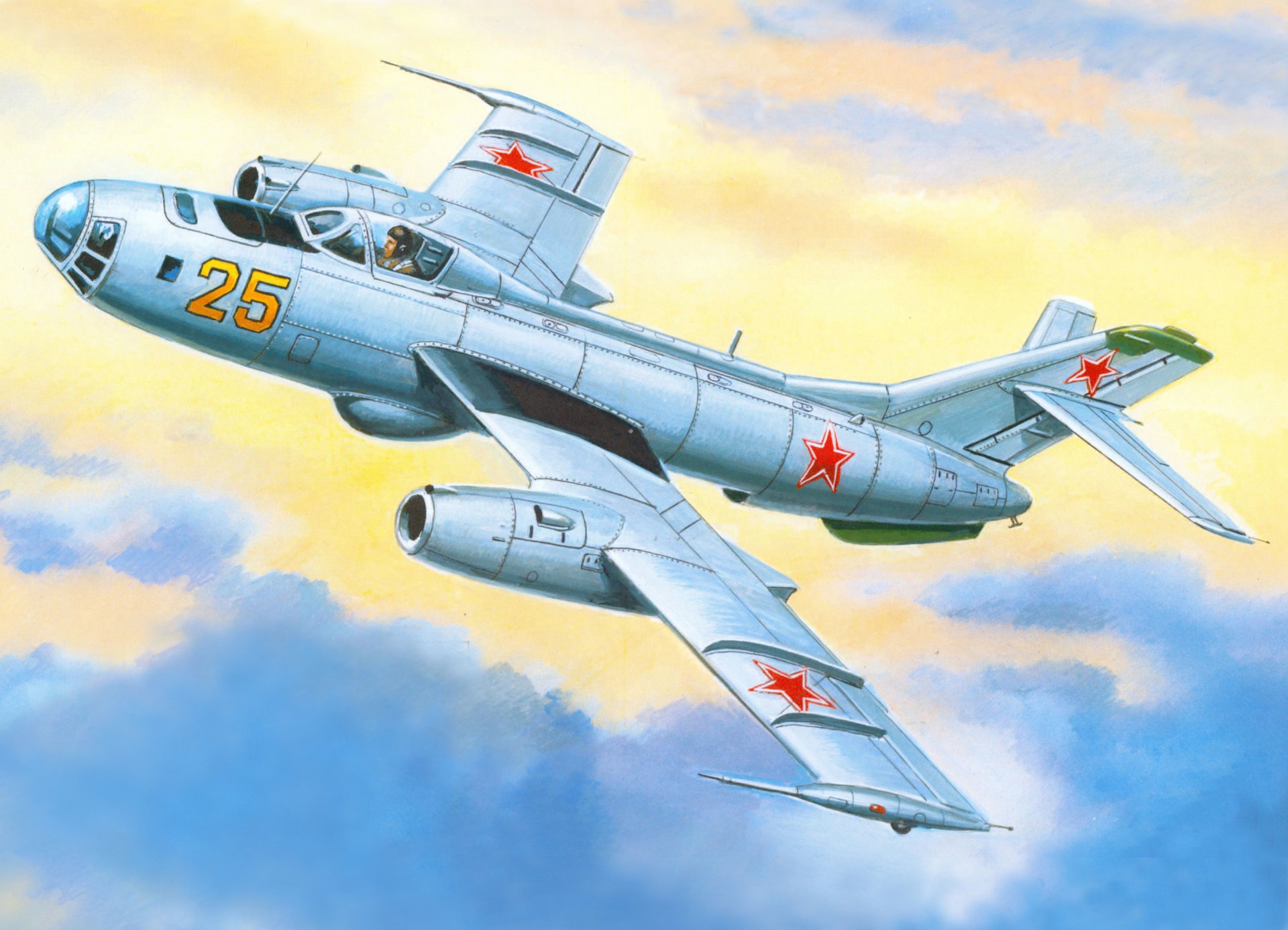 schnell yak-25b sowjetisch himmel bomber kunst