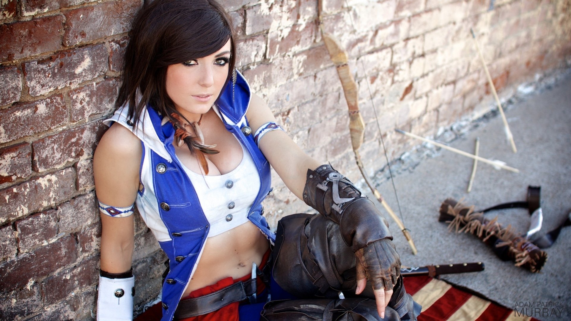 nigri cosplay assassins creed 3 connor sexy chicas nyashka arco flecha cuchillo flecha