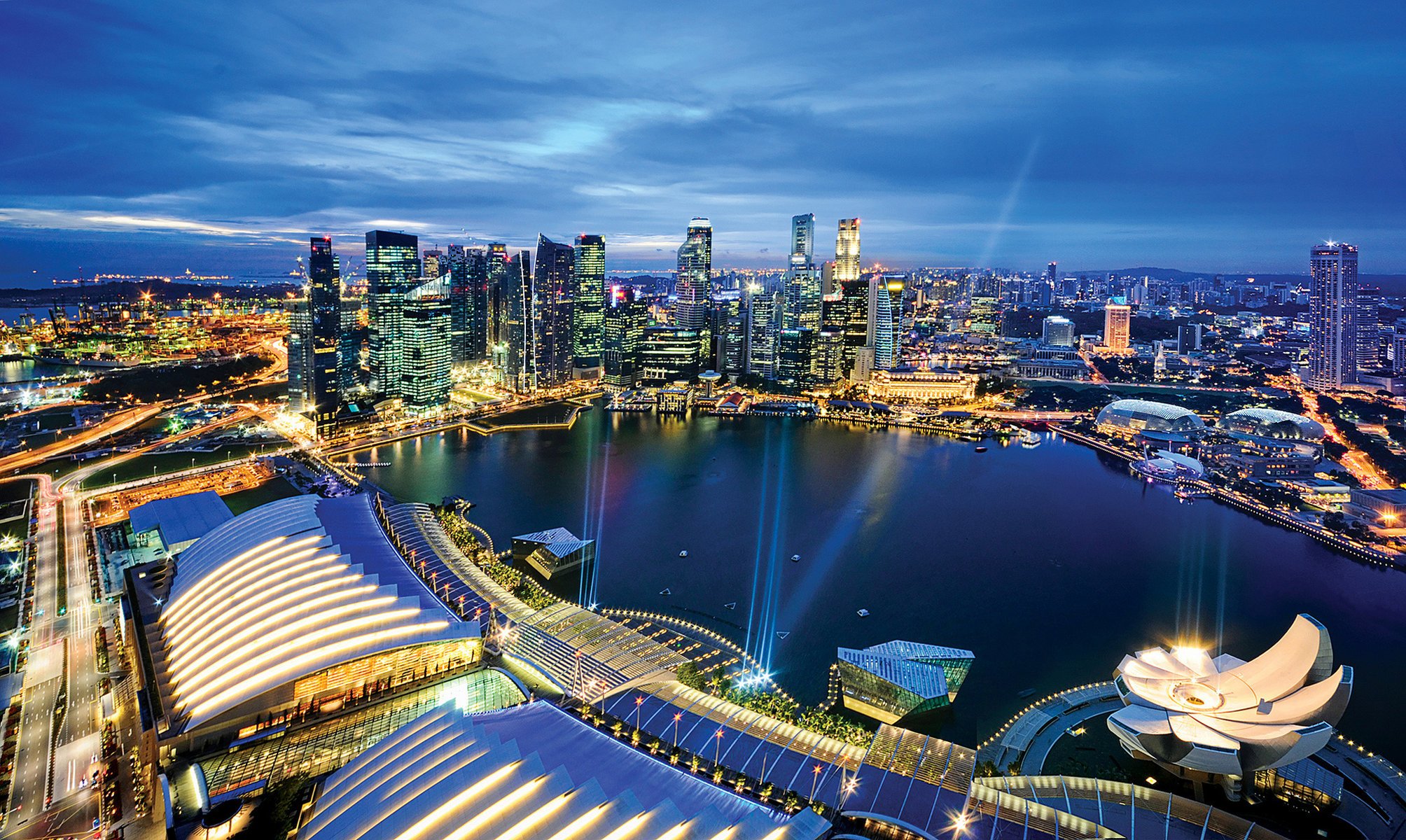 singapur dämmerung lichter abend