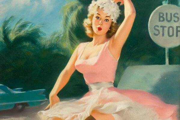 Fille sur la photo dans le style pin-up