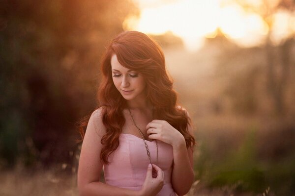 Photo of a beautiful girl in a delicate dress