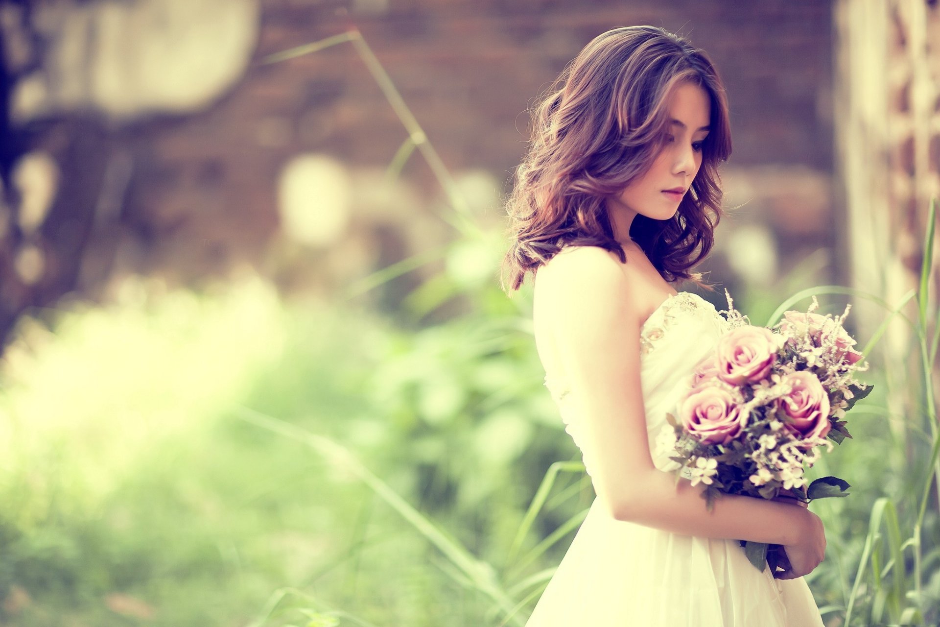 fille mariée bouquet robe