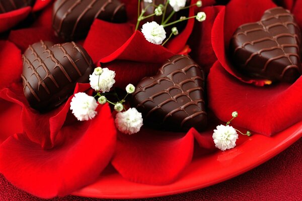 Heart-shaped chocolates