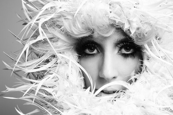 Black and white photo of Lady Gaga