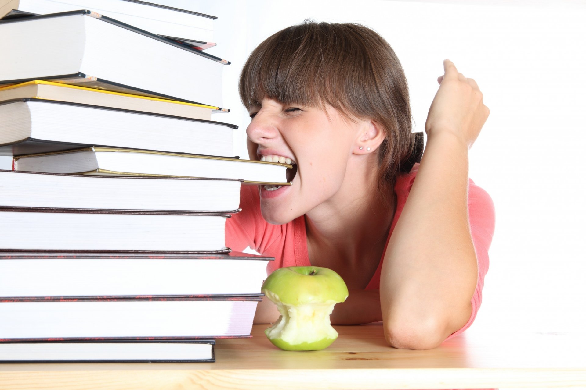 libros estudio cansado chica colegiala estudiante apple