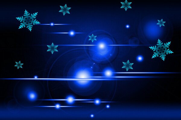 Snowflakes bokeh on a blue background