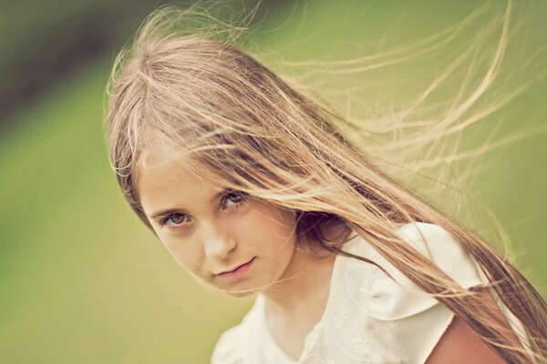 Portrait of a girl with flowing hair