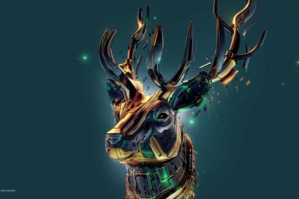 Deer in 3d graphics on a dark background