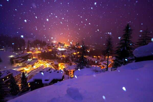 Winter fairy tale in the snowy mountains