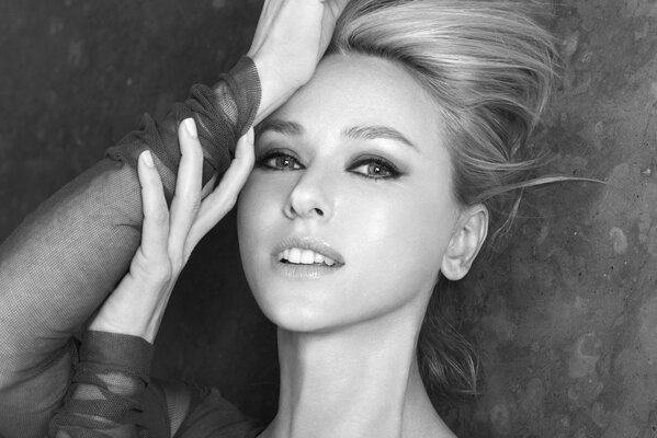 Naomi Watts in black and white treatment