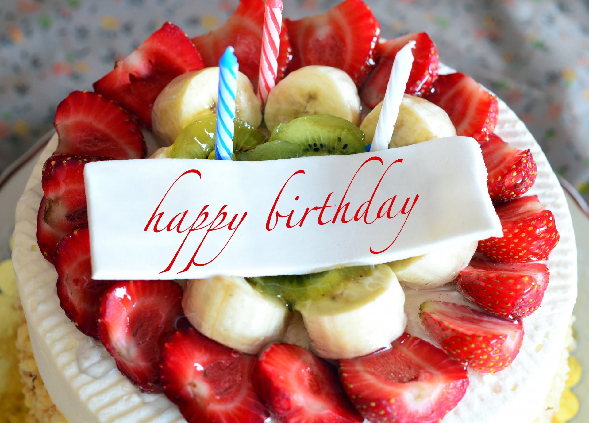 happy birthday cake fruits strawberry birthday banana