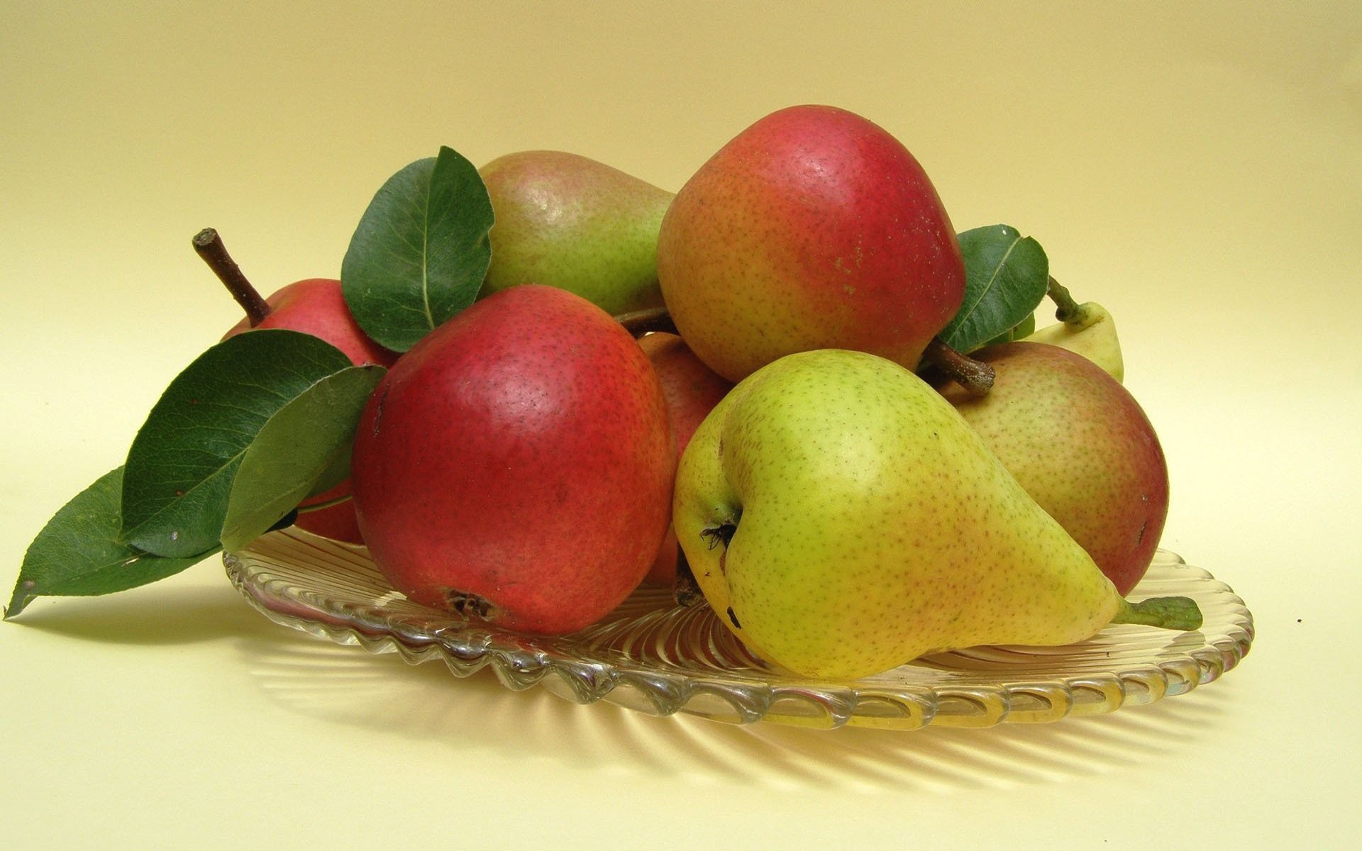 pear dish yellow background