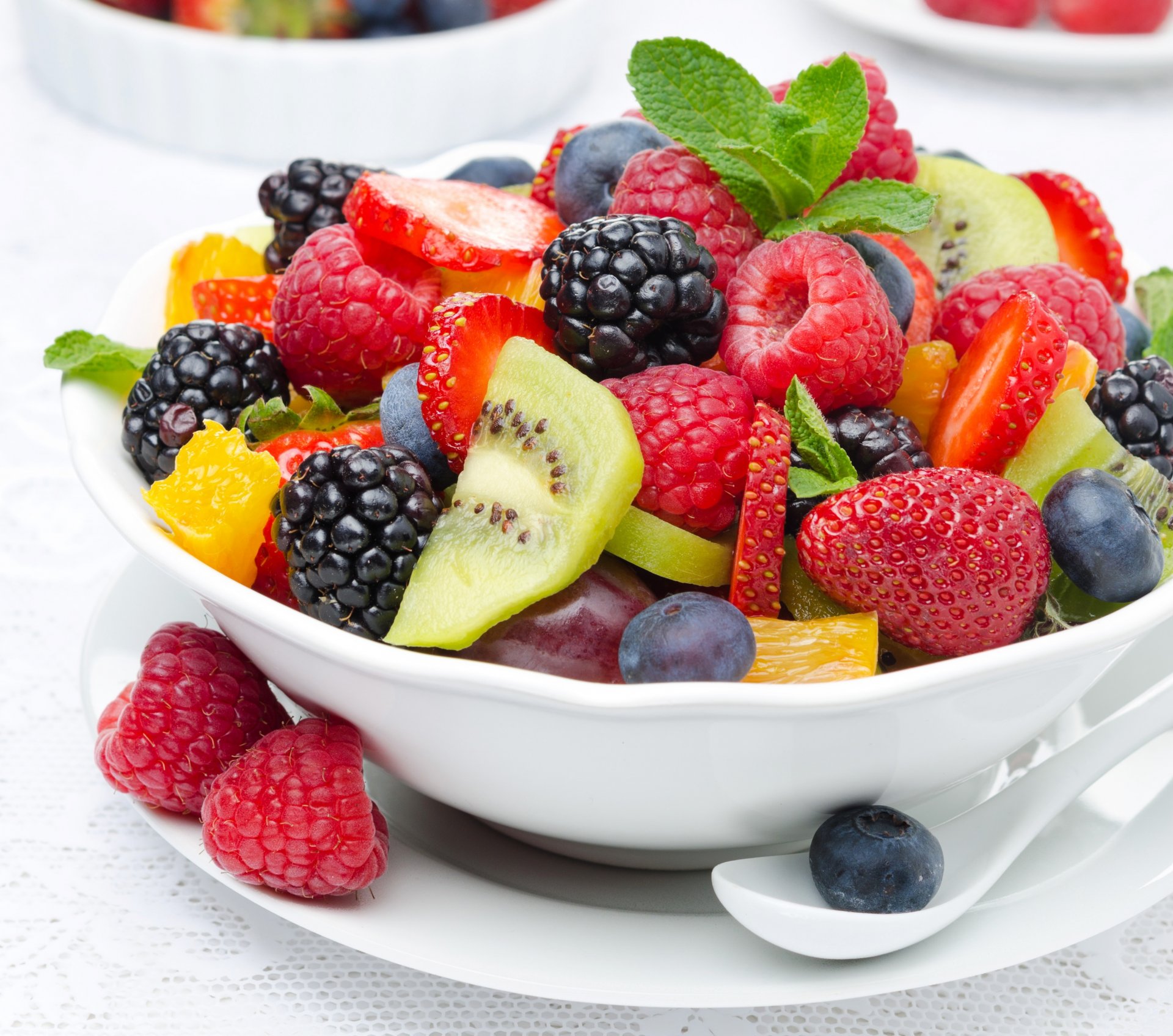 dessert fruit salad berries fruits blackberries kiwi raspberries strawberrie