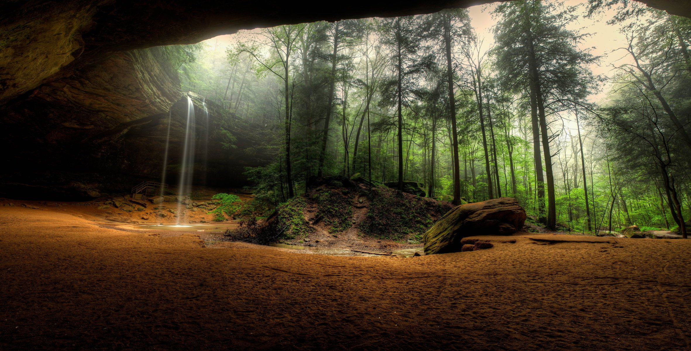 hocking hills state ohio cascade états-unis parc rocher arbres nature