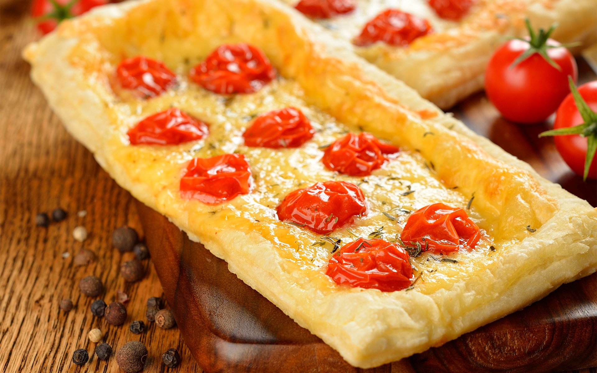 cake tortilla tomatoes and tomato pepper board