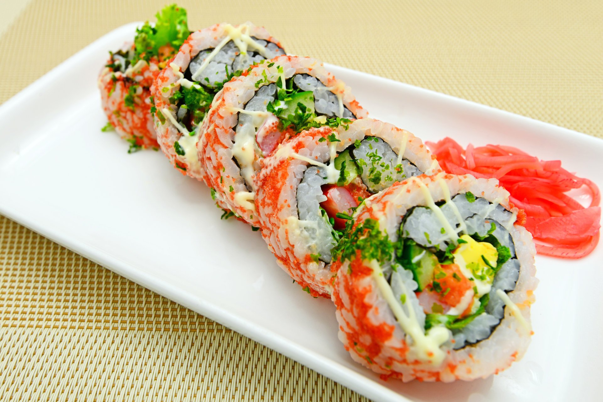 cocina japonesa sushi rollos jengibre rollos