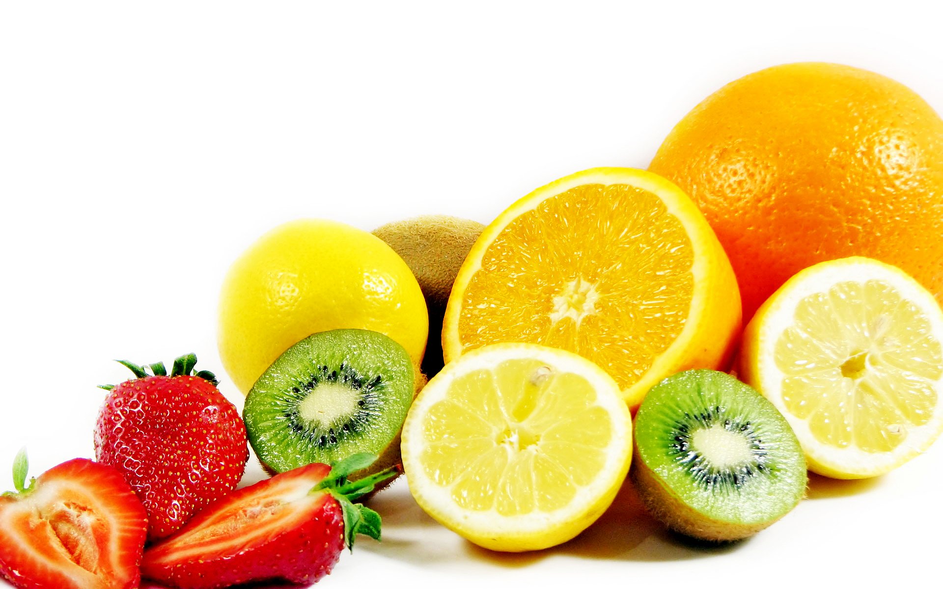 fruits lemon orange kiwi strawberry