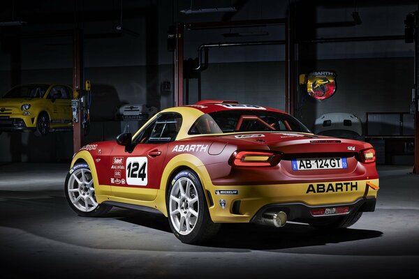 Fiat racing car in the garage