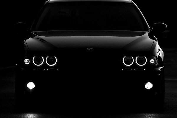 BMW silhouette with angel eyes