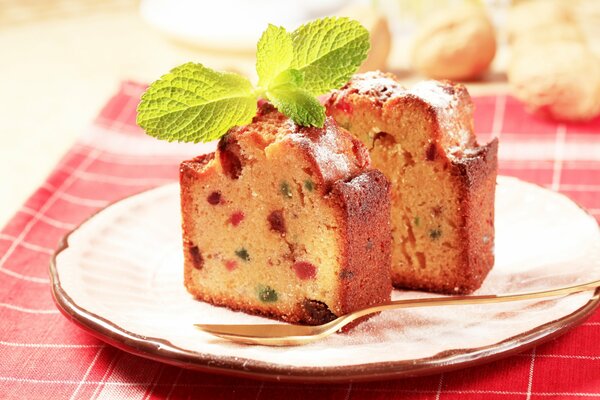 A sprig of mint on a cupcake