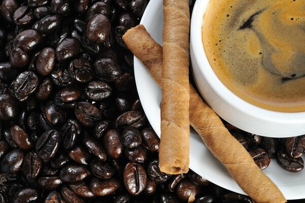 Grains and coffee on the table