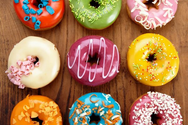 Colorful dessert. Donuts with icing