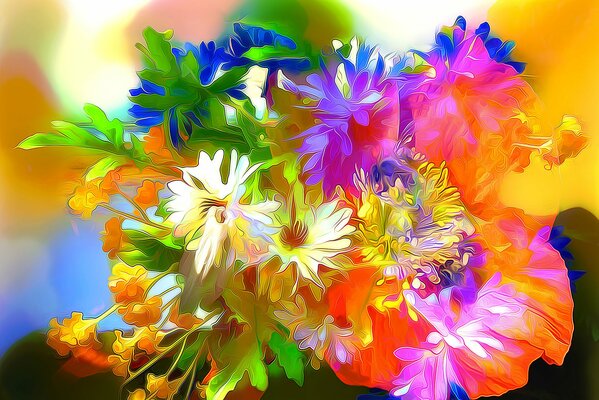 Disegno 3D bouquet di fiori selvatici