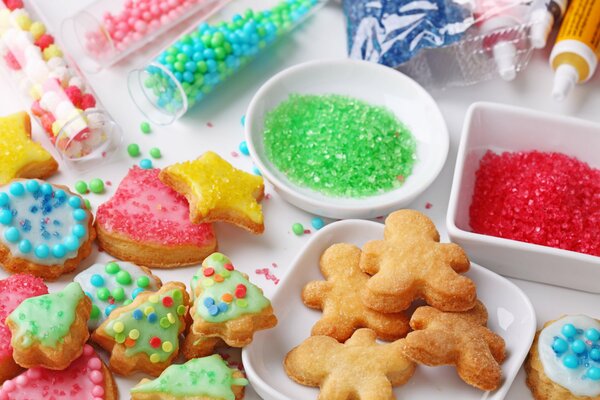 Pan de jengibre de año nuevo con postre en polvo