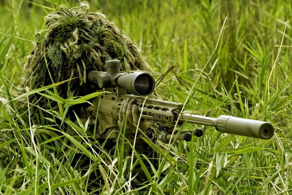 Among the grass, among the swamps, the rifle guards the enemies