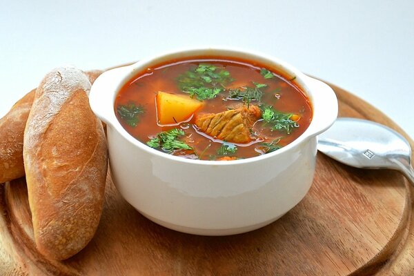 The first course with bread