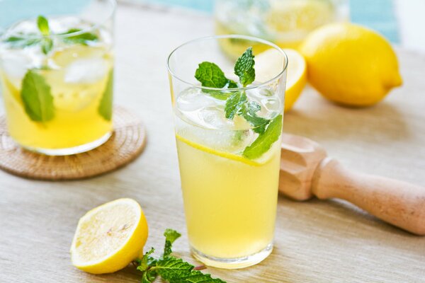 Freshly squeezed lemon juice with mint. A storehouse of vitamins